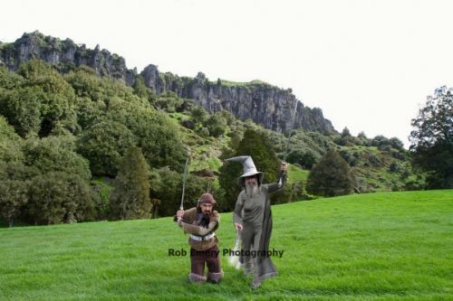 Rob and guide Suzie Denize as Bofur and Gandalf